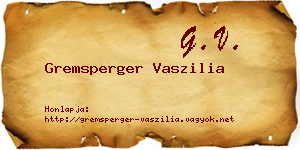 Gremsperger Vaszilia névjegykártya